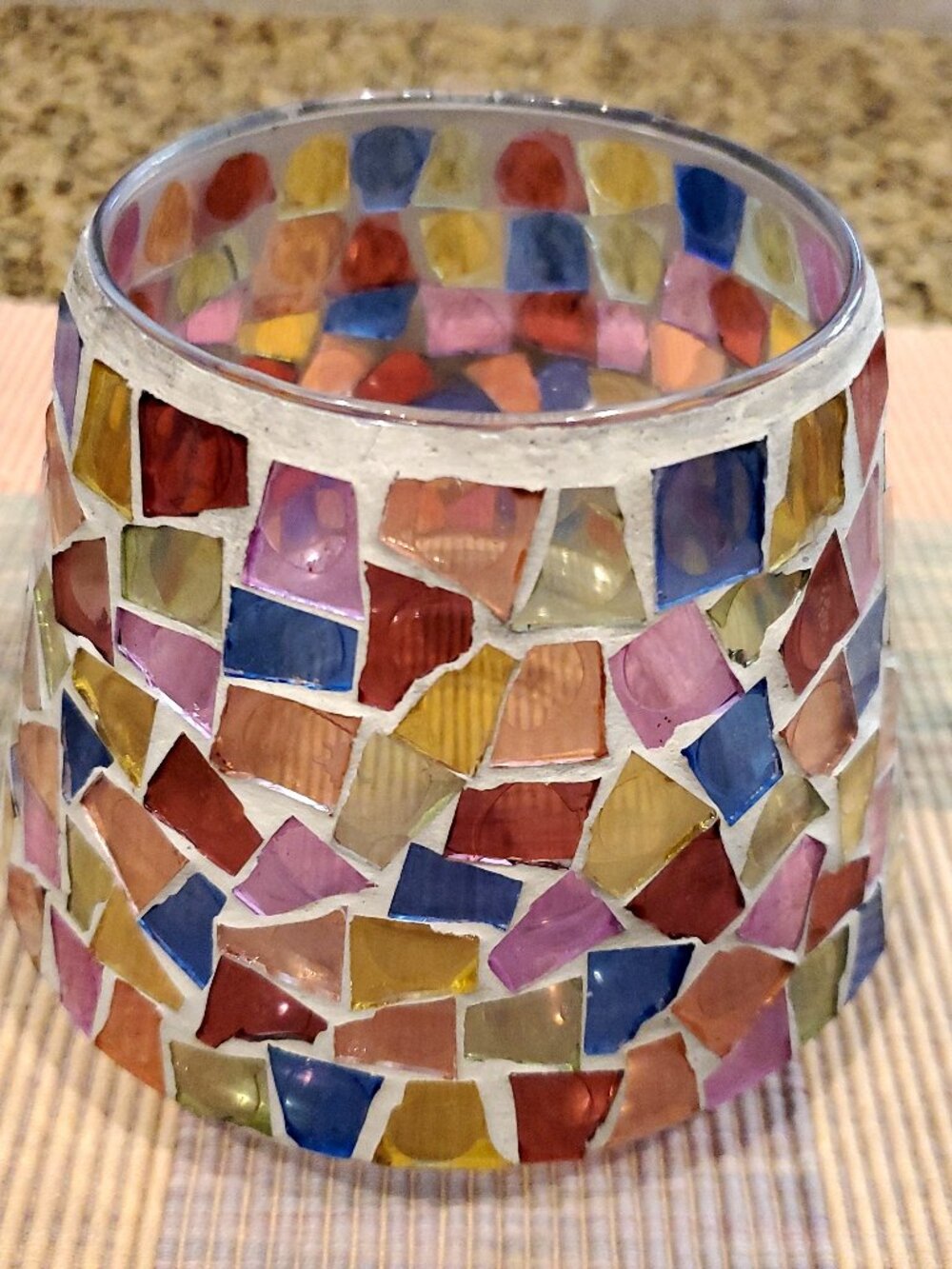 Colorful Multicolor Mosaic Stained Glass Candle Shade Topper